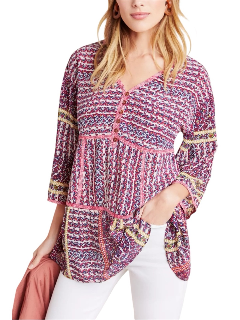 Maeve Lilyana Tiered Floral Silk Blouse Women’s Size XS